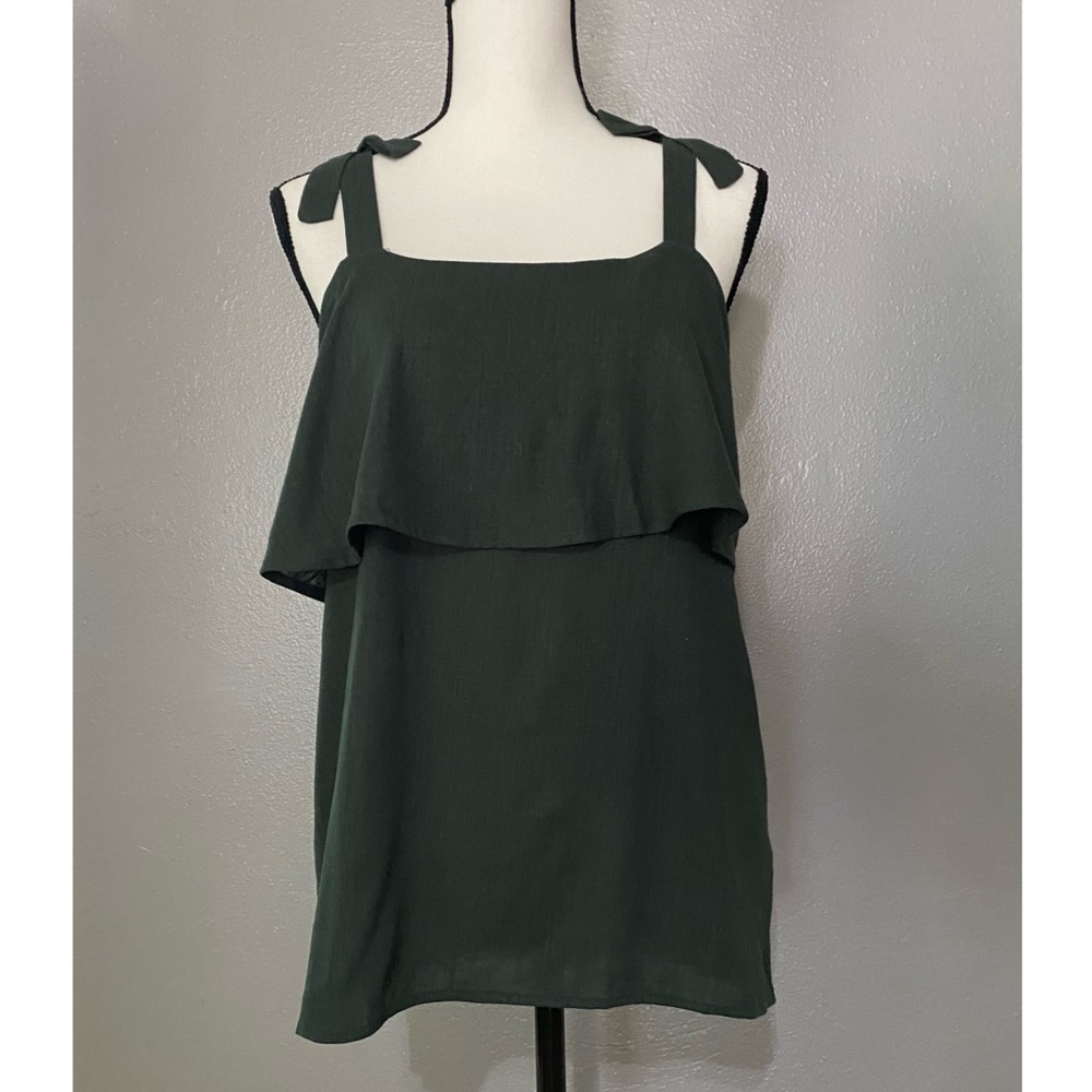 NWOT - C. Wonder Dark Green Bow Tank Top
